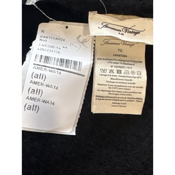 American Vintage East Scarf in Noir One Size New Unisex Wrap - Picture 4 of 9